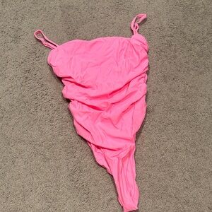 Vibrant Pink Ruched Bodysuit